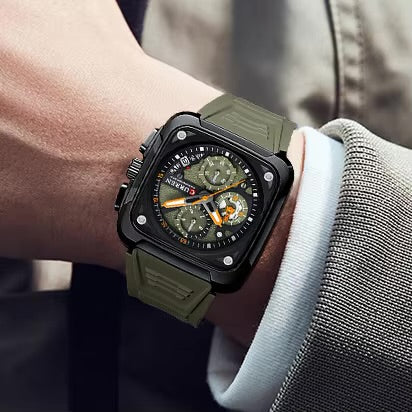 CURREN Top Brand Men's Watches Luxury Square Quartz Wrist Watch Original Waterproof Luminous Chronograph Watch for Men