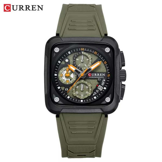 CURREN Top Brand Men's Watches Luxury Square Quartz Wrist Watch Original Waterproof Luminous Chronograph Watch for Men