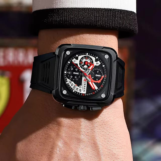 CURREN Top Brand Men's Watches Luxury Square Quartz Wrist Watch Original Waterproof Luminous Chronograph Watch for Men