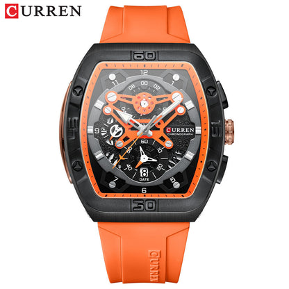 CURREN 8443 Fashion Waterproof Luminous Quartz Watches Business Silicone Band Sports Men Watch Wristwatch