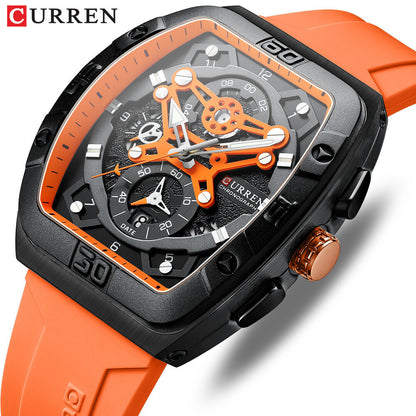 CURREN 8443 Fashion Waterproof Luminous Quartz Watches Business Silicone Band Sports Men Watch Wristwatch