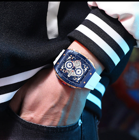 CURREN 8443 Fashion Waterproof Luminous Quartz Watches Business Silicone Band Sports Men Watch Wristwatch