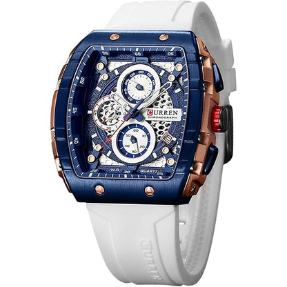 CURREN 8443 Fashion Waterproof Luminous Quartz Watches Business Silicone Band Sports Men Watch Wristwatch